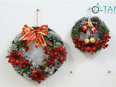 Vòng nguyệt quế Noel handmade vòng dây rừng số 10 màu Đỏ